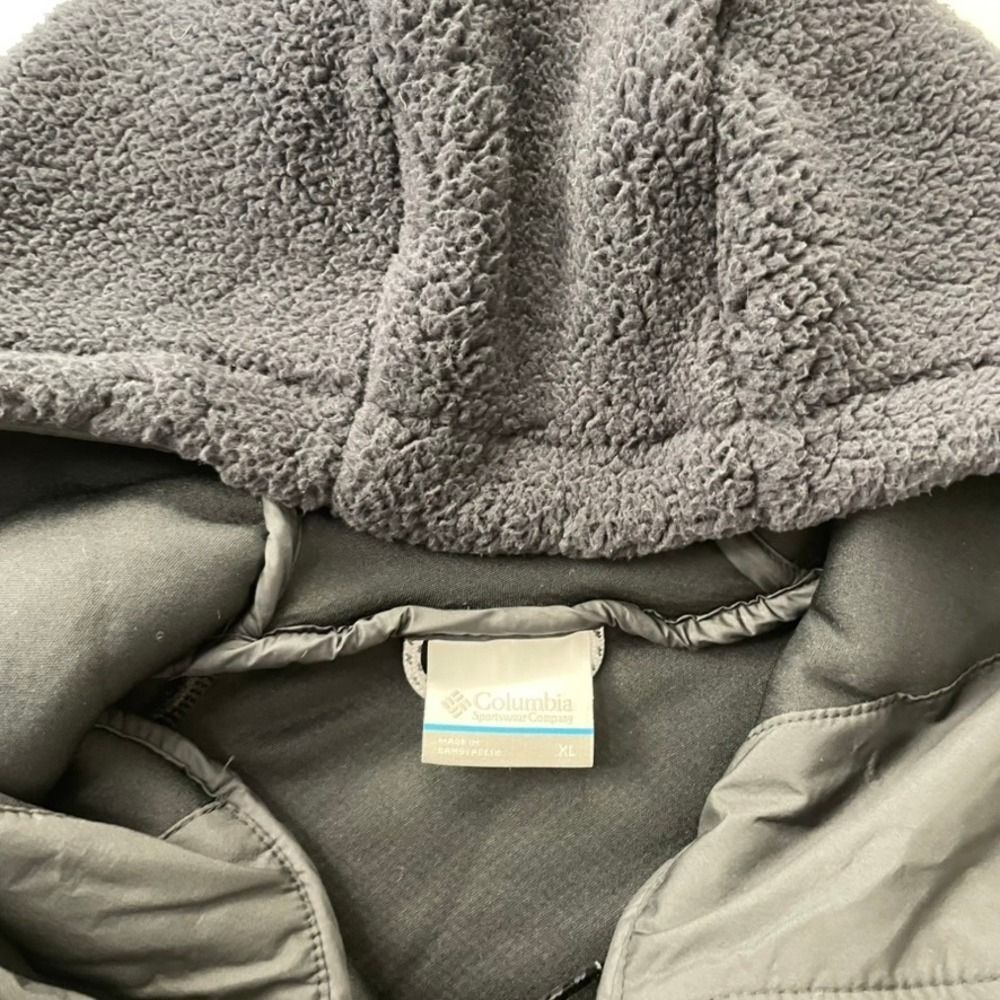 Columbia CSC Long Jacket Sherpa Fleece Hooded Full Zip Grey AL1238 XL - Picture 5 of 7
